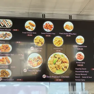 Snack menu