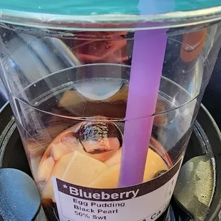 Blueberry with Egg Pudding and Black Pearl with 50% Sweet