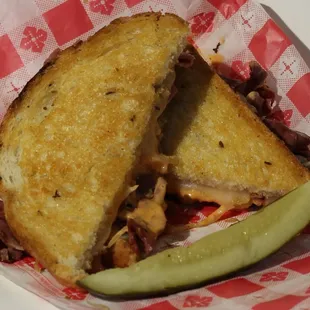 Delicious melt and pickle. The serving sizes are pretty big!