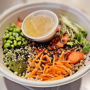 Hoisin BBQ Salmon, Rice Quinoa blend, Israeli Couscous, Low Fat Low Calorie Mison
