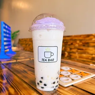 Coconut Slush with Taro Whipped Cream