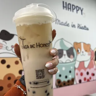 Winter melon green tea with sea salt cream and boba