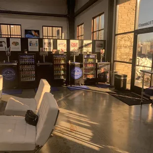 Part of the new space, very open. A lot more area to walk around, sit and enjoy a cup of booch.