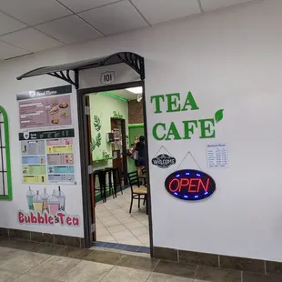  the entrance to the tea cafe