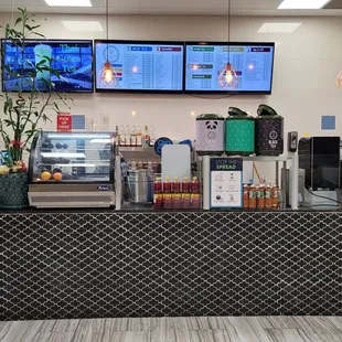 a coffee shop with a variety of coffee machines