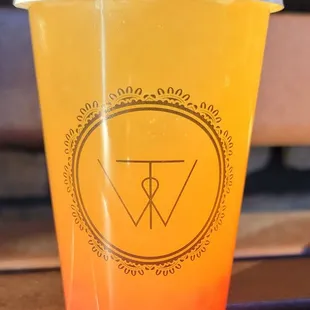 Lychee fruit tea w popping boba