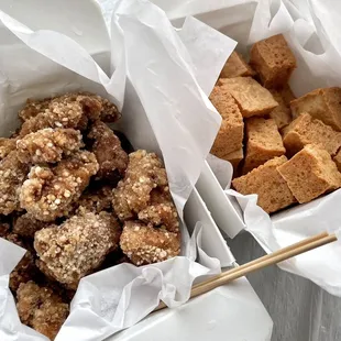 Popcorn chicken &amp; fried tofu