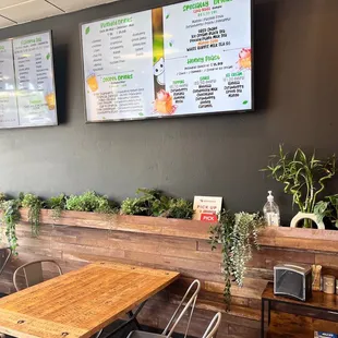 the menus on the wall