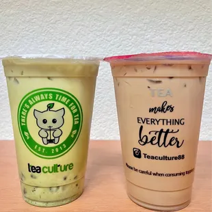 Matcha milk tea &amp; Vietnamese coffee