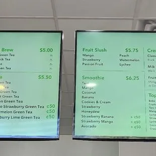 menus and prices