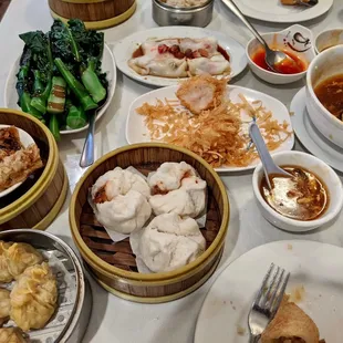 Dim sum and hot and sour soup.