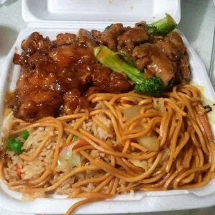 a plate of chinese food