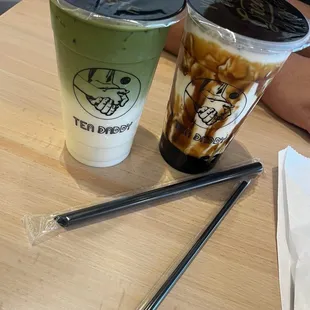Matcha Milk Latte and Brown Sugar Milk Boba