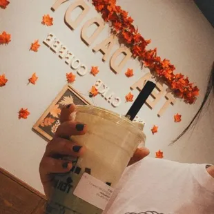 Matcha macciato with coffee jelly. 5 starsss