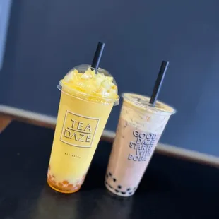 two drinks on a table