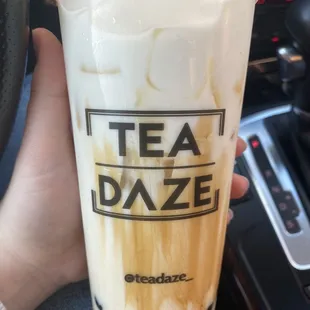 Dirty Milk with honey boba