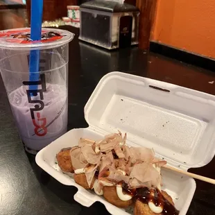 Taro Milk Tea &amp; Takoyaki