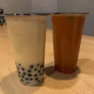 Passion Dreamer with boba (left) and Tropical Trio (right)