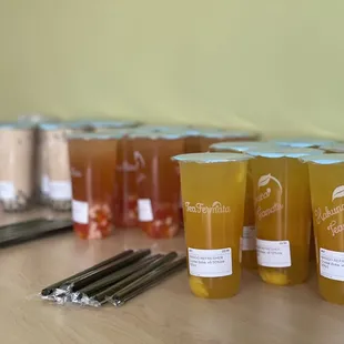 a variety of teas on a table