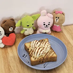 Honey Toast with vanilla ice cream and chocolate/honey drizzle