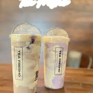 Oreo Coconut Ube on the left and Ube Taro Cream Brulee on the right