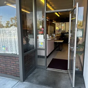 the entrance to the restaurant
