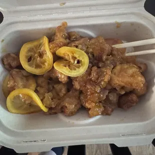 Orange chicken that looks like throw up