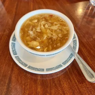 a bowl of soup on a table