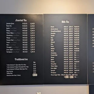 A menu of available teas.