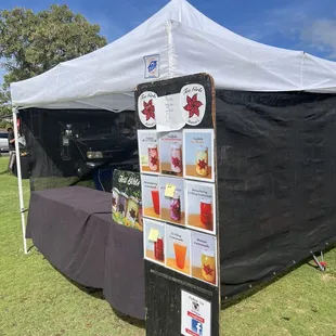 a tent set up in a park