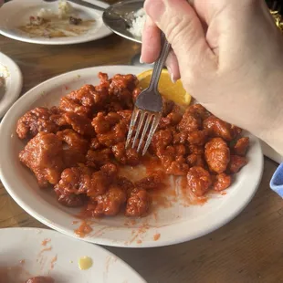 Orange chicken was all breading, tastes old and beef/broccoli lacked flavor.