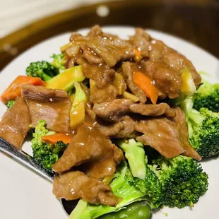 Beef with broccoli, beef a little bit salted