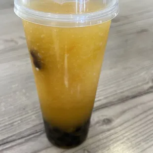 Mango slushie with boba