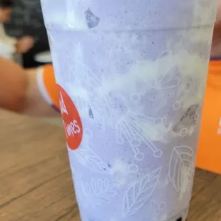 Taro Smoothie with boba and grass jelly