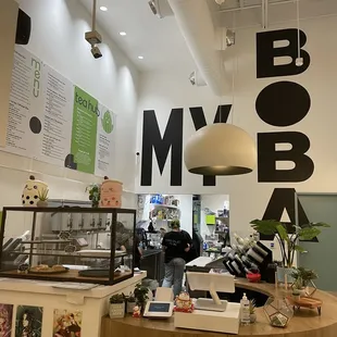 the interior of a tea shop