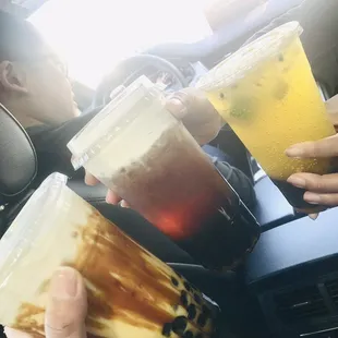 H6. Brown Sugar Boba Fresh Milk, C5. Rose Oolong Tea Salted Cream, P3. Mango Passion Fruit Sparkling