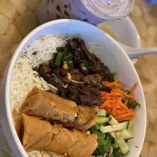 #3. Beef with Rice Noodles and 2 Egg Rolls