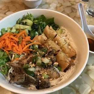 1. Chicken with Rice Noodles and 2 egg rolls