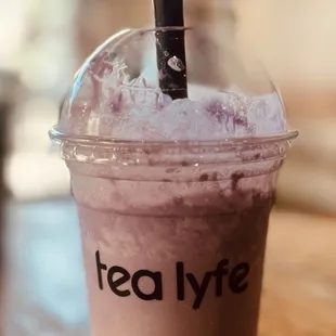 Horchata w/ Ube Ice Cream &amp; Honey Boba