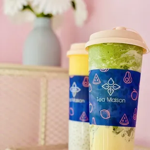 Mango Pomelo Sago and Brulee Matcha slush
