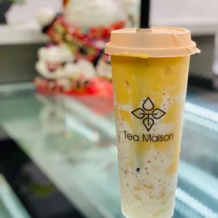 Mango Pomelo Sago w/ boba! Mmm yum!!