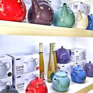 Walls of colorful tea pots
