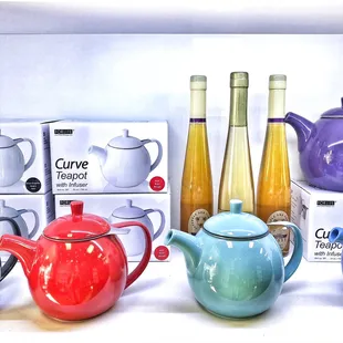 Lots of tea pots and honey
