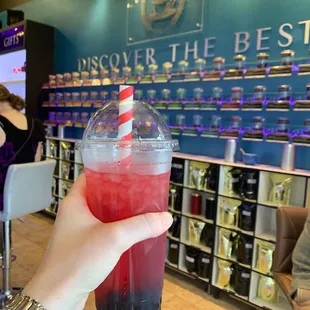 Lemon hibiscus bubble tea.