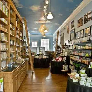 the interior of a tea shop