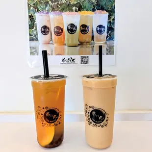 Graptefruit Fantasy with brown sugar boba and Jasmine Green Tea Latte