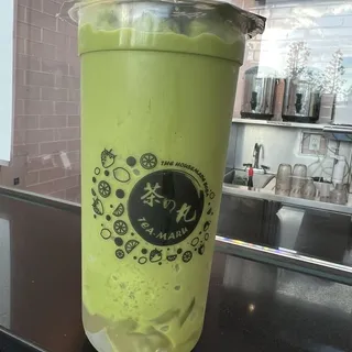 Matcha Slush with Boba and Ice Cream