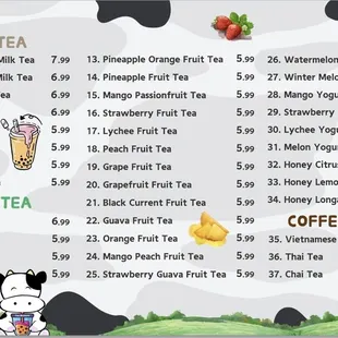 Cold Drinks Menu
