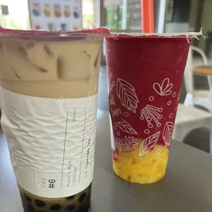 Boba tea and mango  moon smoothie