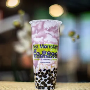 Taro dirty latte with boba